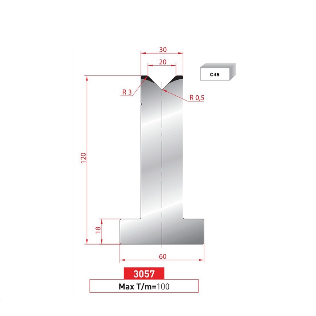 Matrice T type AMADA neuve ARROW référence 3057 Lg 835
