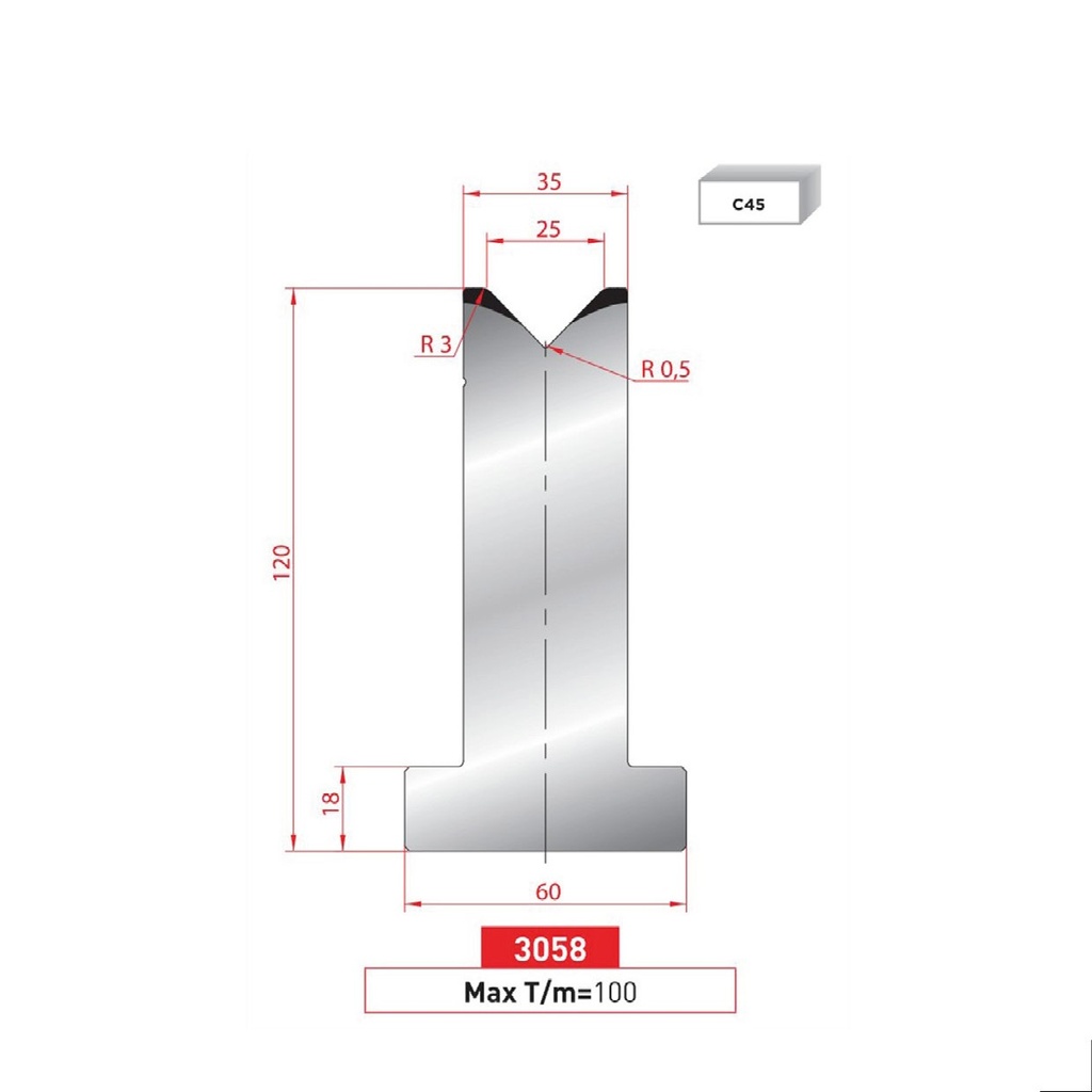 Matrice T type AMADA N°3058 Lg 835