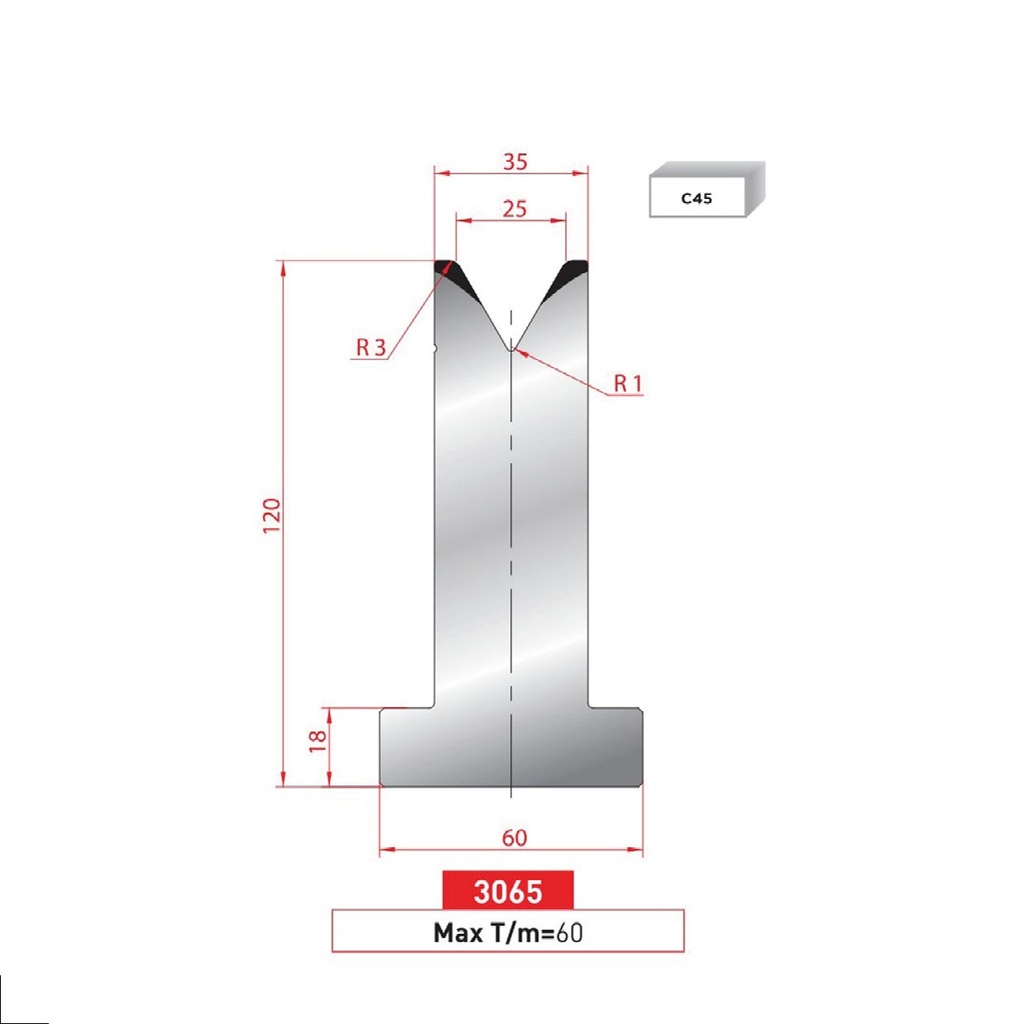 Matrice T type AMADA N°3065 Lg 835