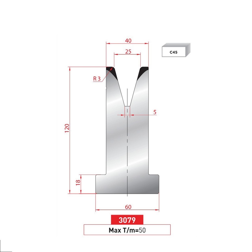 Matrice T type AMADA N°3079 Lg 835