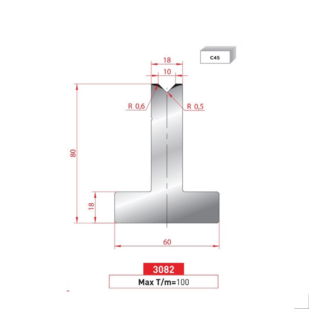 Matrice T type AMADA neuve ARROW référence 3082 Lg 835