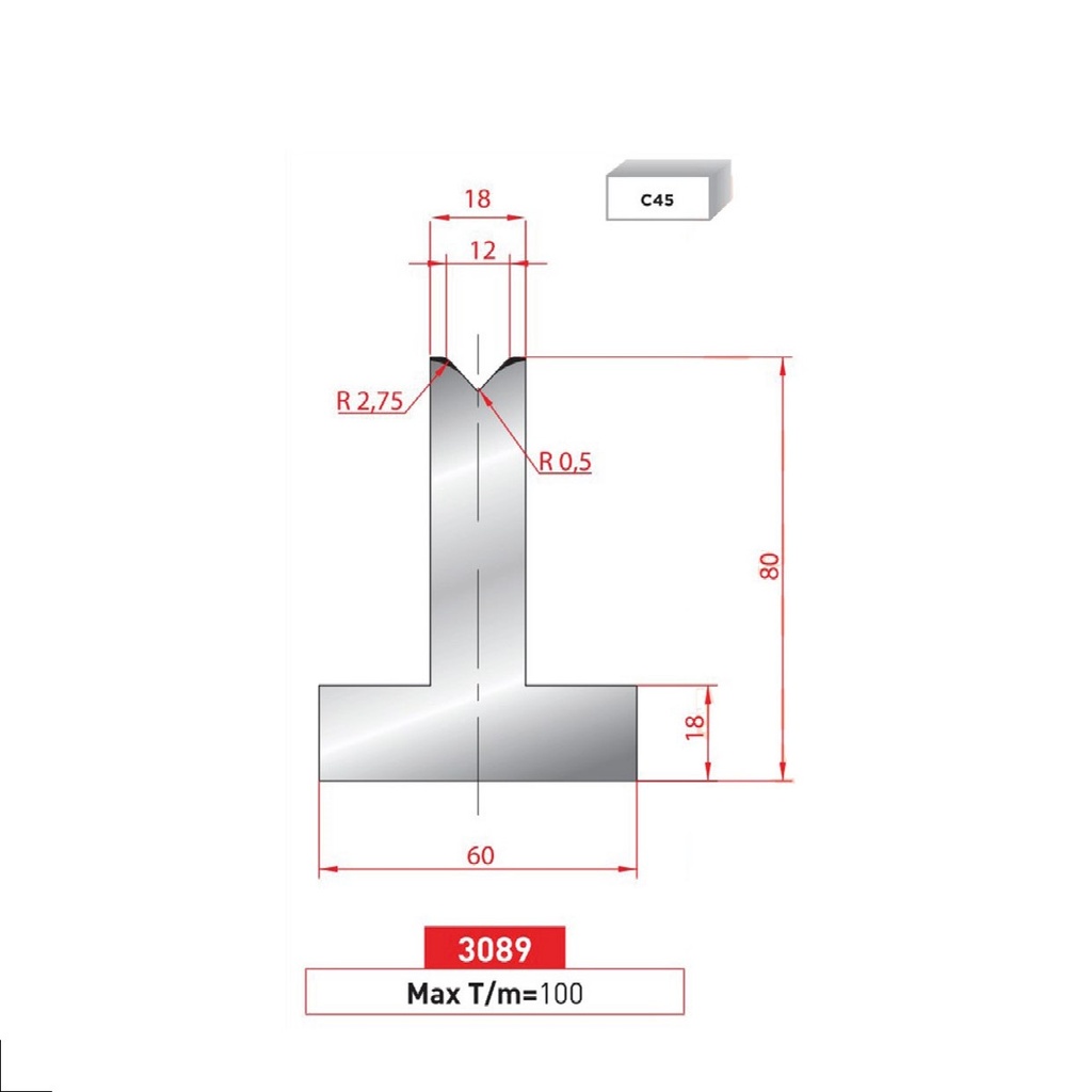 Matrice T type AMADA neuve ARROW référence 3089 Lg 835