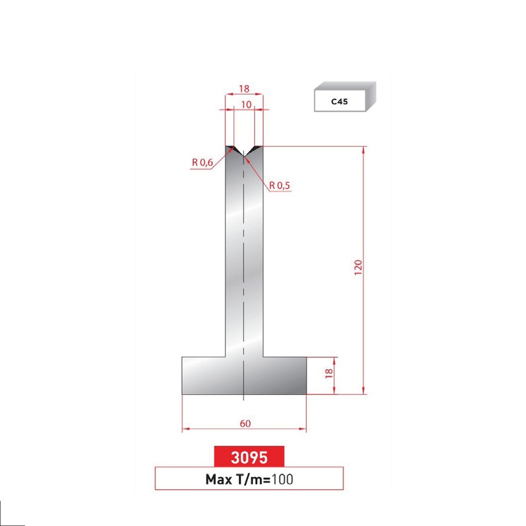 Matrice T type AMADA neuve ARROW référence 3095 Lg 835