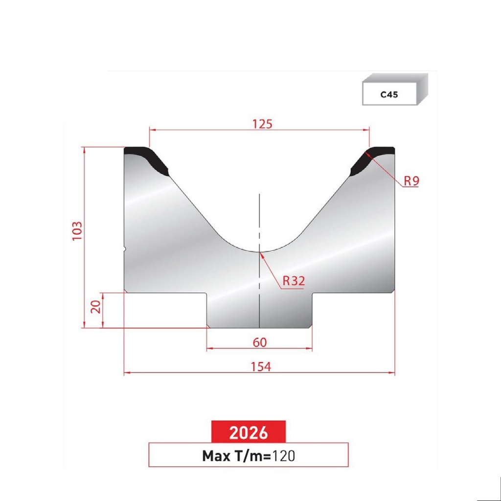Matrice 1V type AMADA neuve ARROW référence 2026 Lg 805 Fractionné