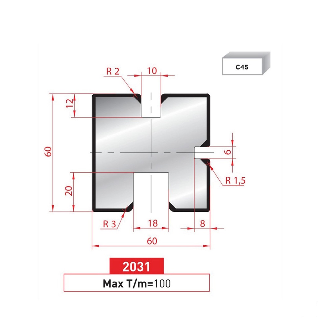 Matrice 3U type AMADA neuve ARROW référence 2031 Lg 415