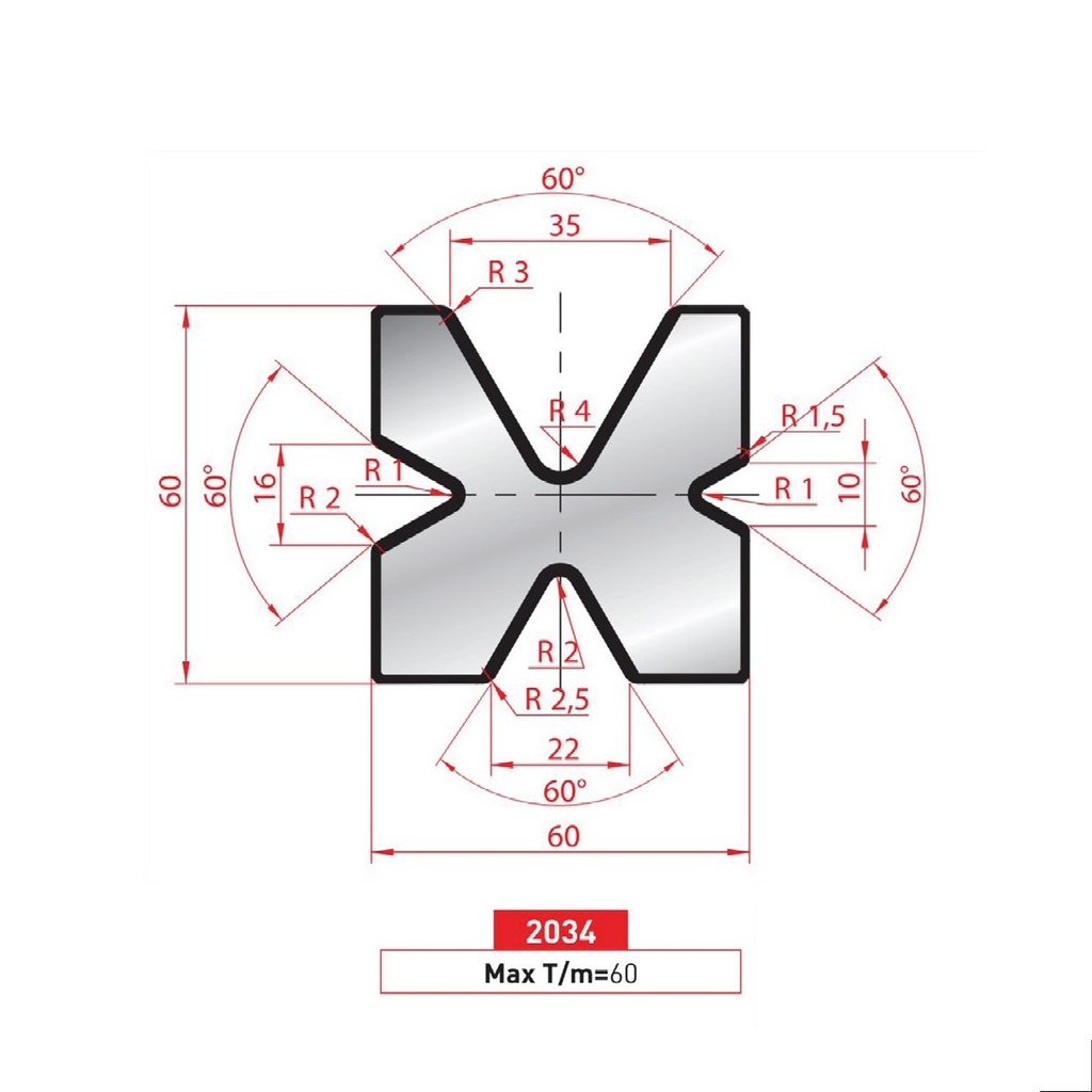 Matrice 4V type AMADA neuve ARROW référence 2034 Lg 415
