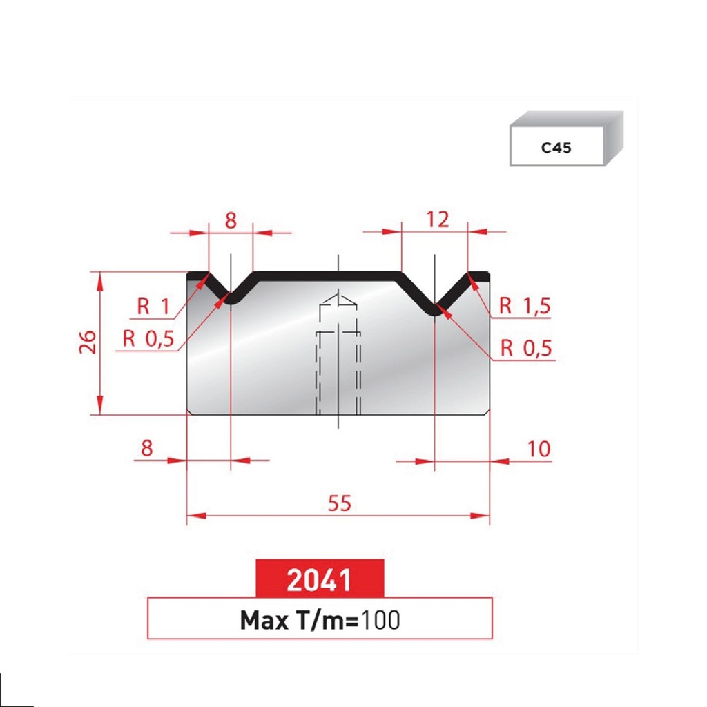 Matrice 2V type AMADA N°2041 Lg 415