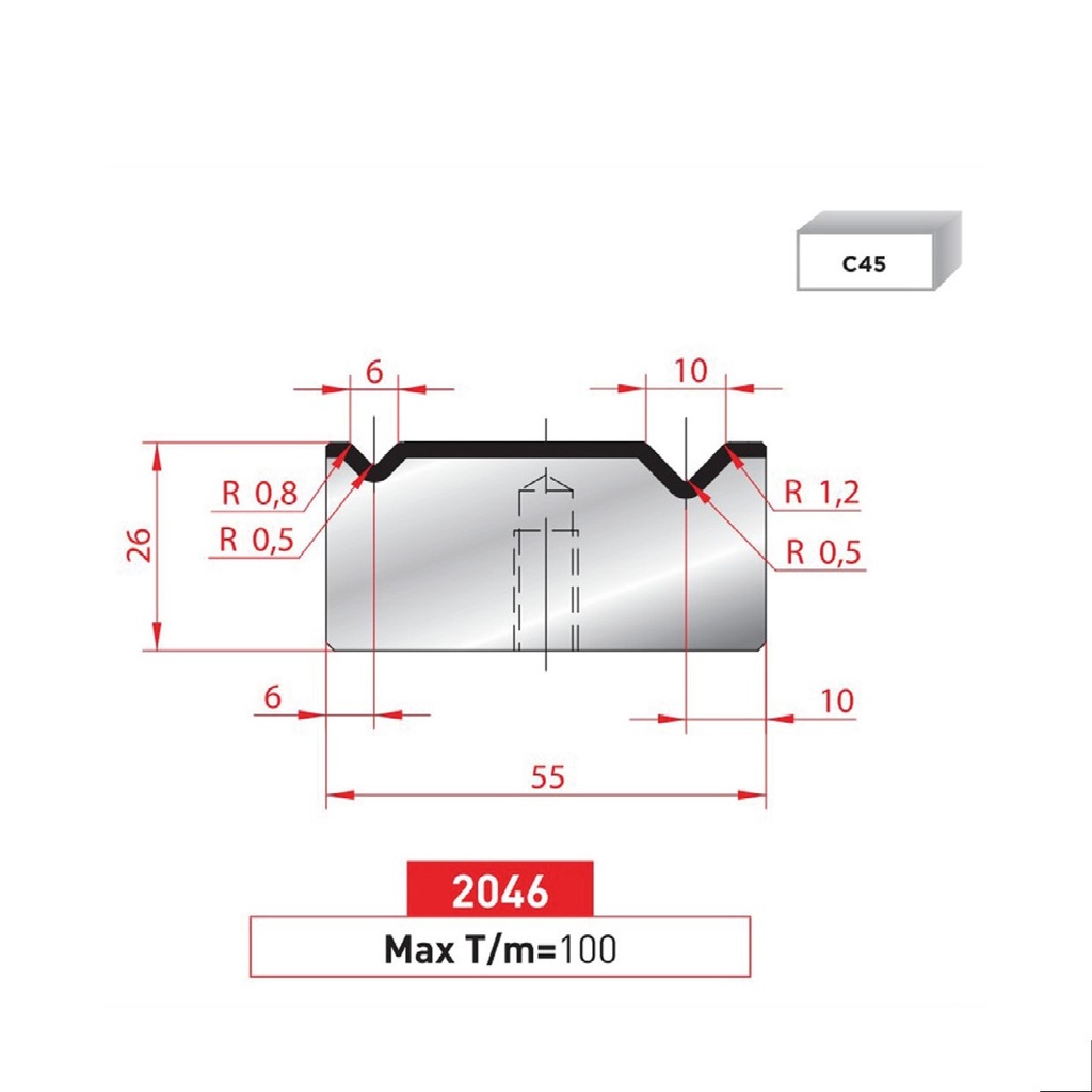 Matrice 2V type AMADA N°2046 Lg 415