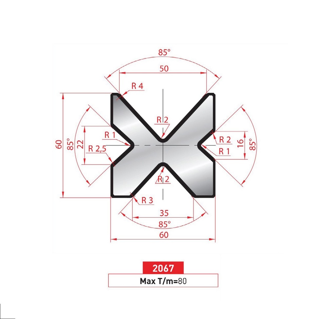 Matrice 4V type AMADA ARROW N°2067 Lg 415