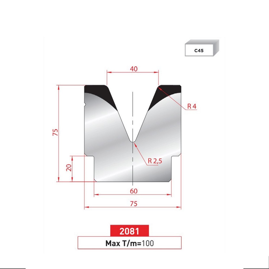 Matrice 1V type AMADA ARROW N°2081 Lg 805 Fractionné