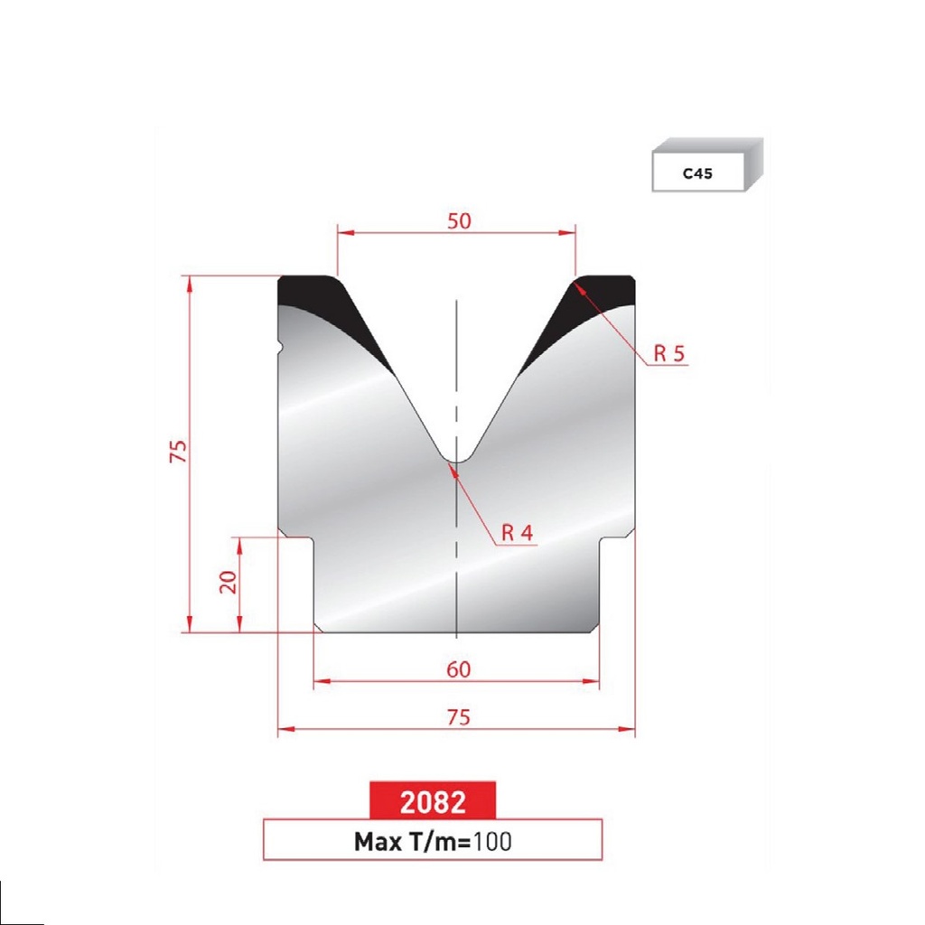 Matrice 1V type AMADA neuve ARROW référence 2082 Lg 415