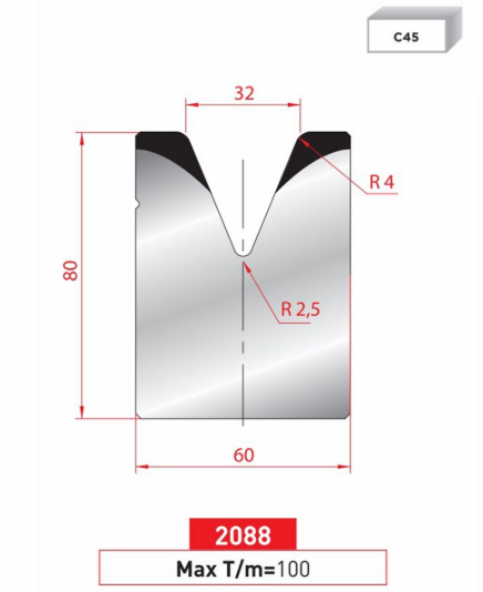 Matrice 1V type AMADA N°2088 Lg 805 Fractionné