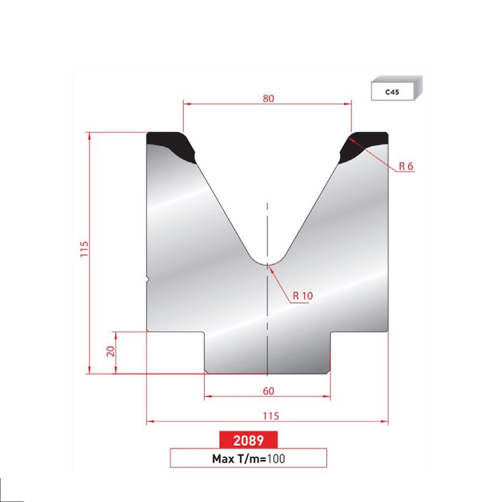 Matrice 1V type AMADA neuve ARROW référence 2089 Lg 415