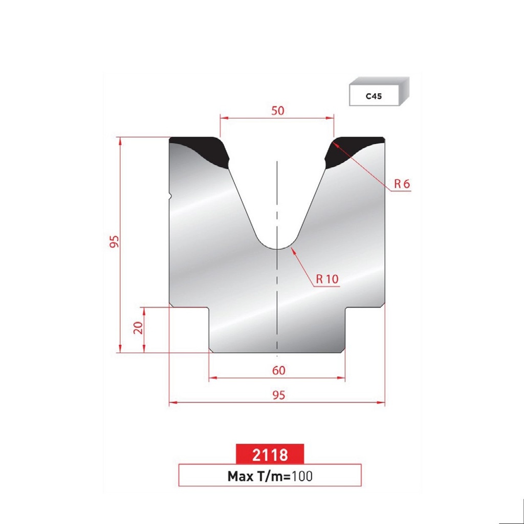 Matrice 1V type AMADA N°2118 Lg 805 Fractionné