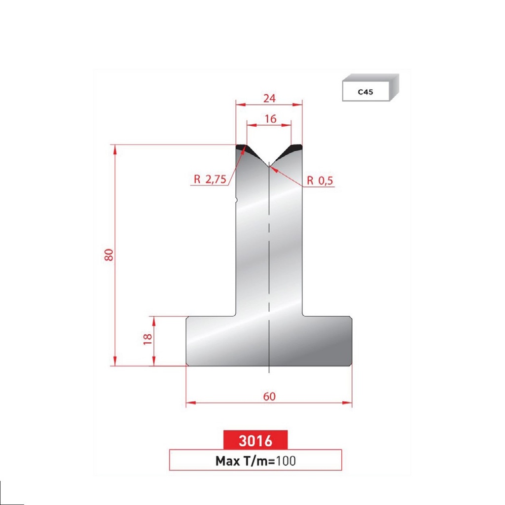 Matrice T type AMADA neuve ARROW référence 3016 Lg 415
