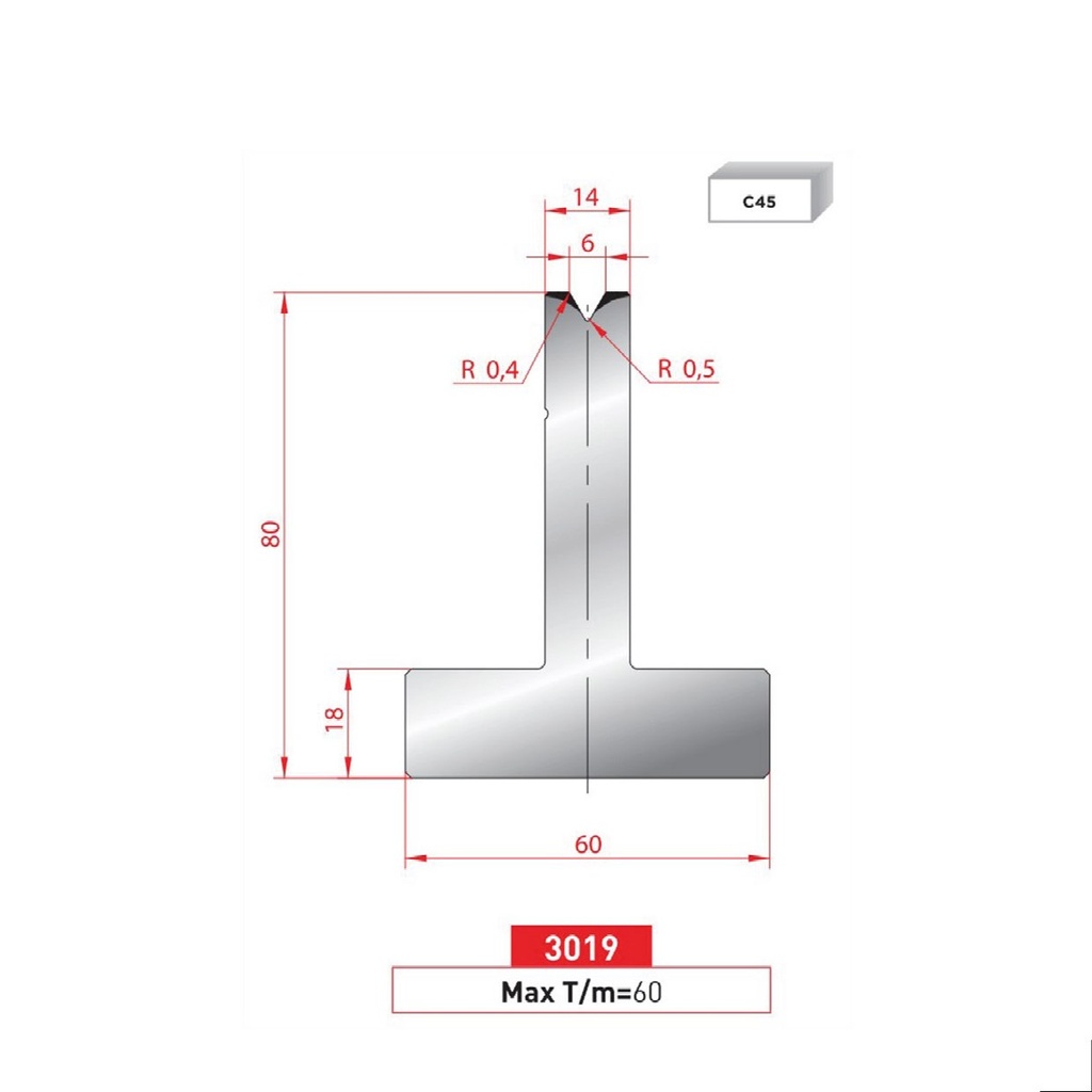 Matrice T type AMADA neuve ARROW référence 3019 Lg 415