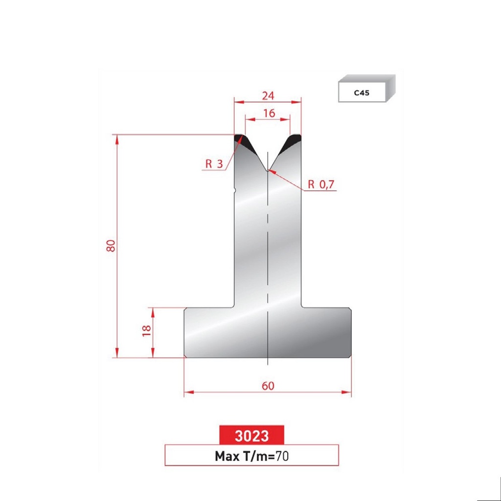 Matrice T type AMADA neuve ARROW référence 3023 Lg 415
