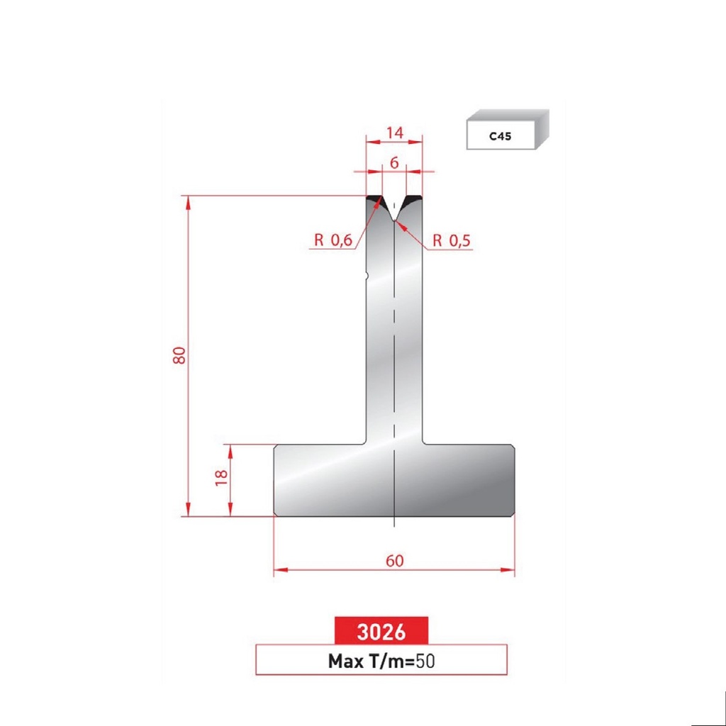Matrice T type AMADA neuve ARROW référence 3026 Lg 415