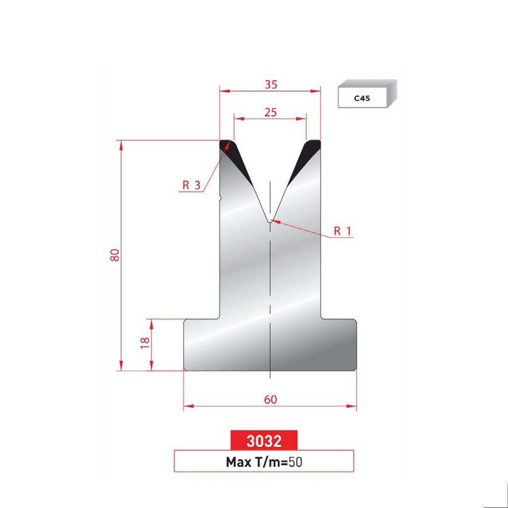 Matrice T type AMADA neuve ARROW référence 3032 Lg 415