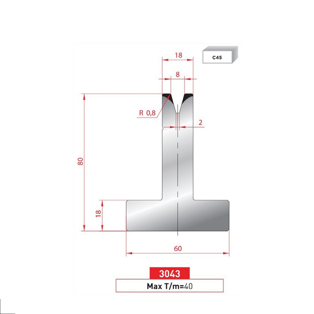 Matrice T type AMADA N°3043 Lg 415