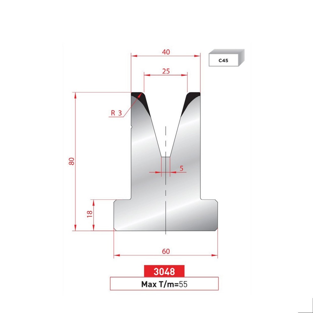 Matrice T type AMADA neuve ARROW référence 3048 Lg 415