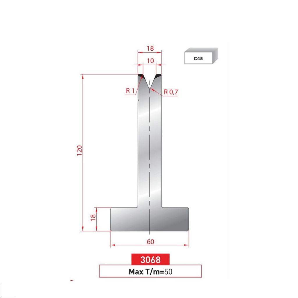 Matrice T type AMADA neuve ARROW référence 3068 Lg 415
