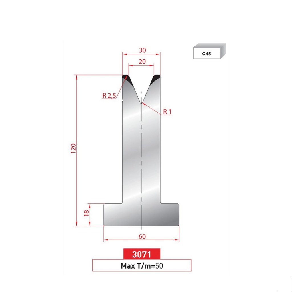 Matrice T type AMADA neuve ARROW référence 3071 Lg 415