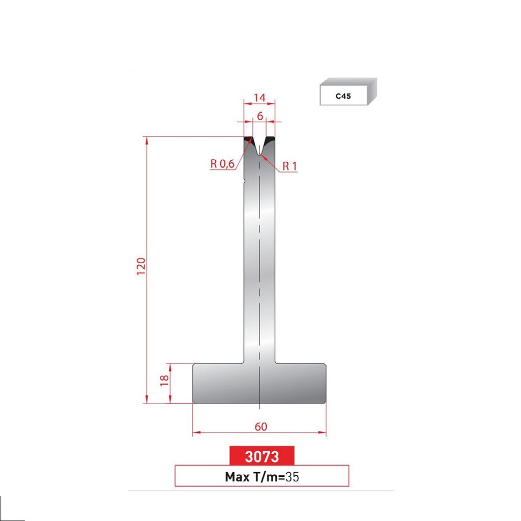 Matrice T type AMADA neuve ARROW référence 3073 Lg 415