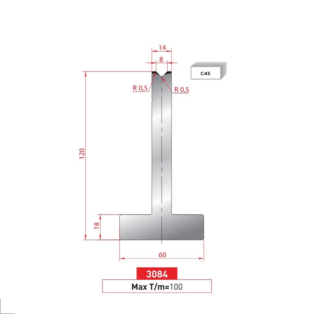 Matrice T type AMADA N°3084 Lg 415