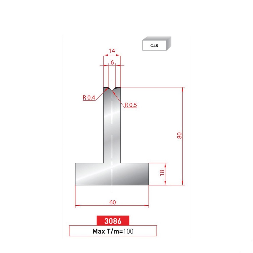 Matrice T type AMADA neuve ARROW référence 3086 Lg 415