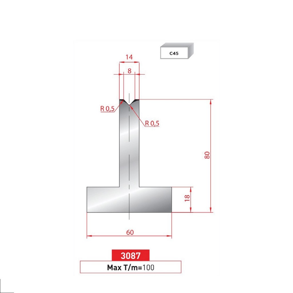 Matrice T type AMADA N°3087 Lg 415