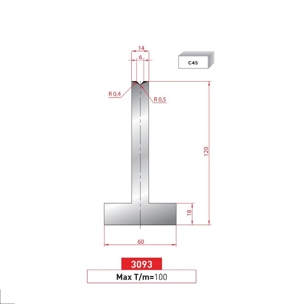 Matrice T type AMADA neuve ARROW référence 3093 Lg 415