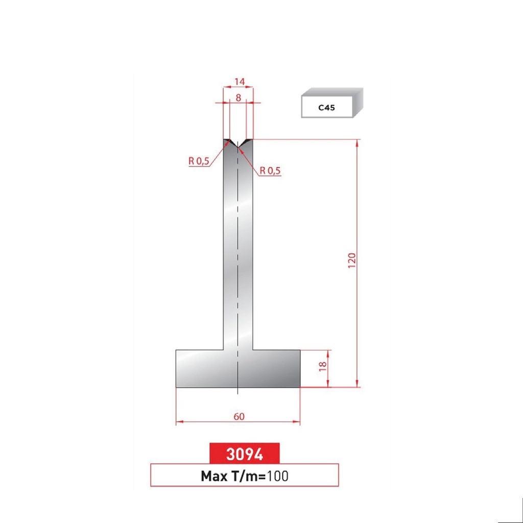 Matrice T type AMADA neuve ARROW référence 3094 Lg 415