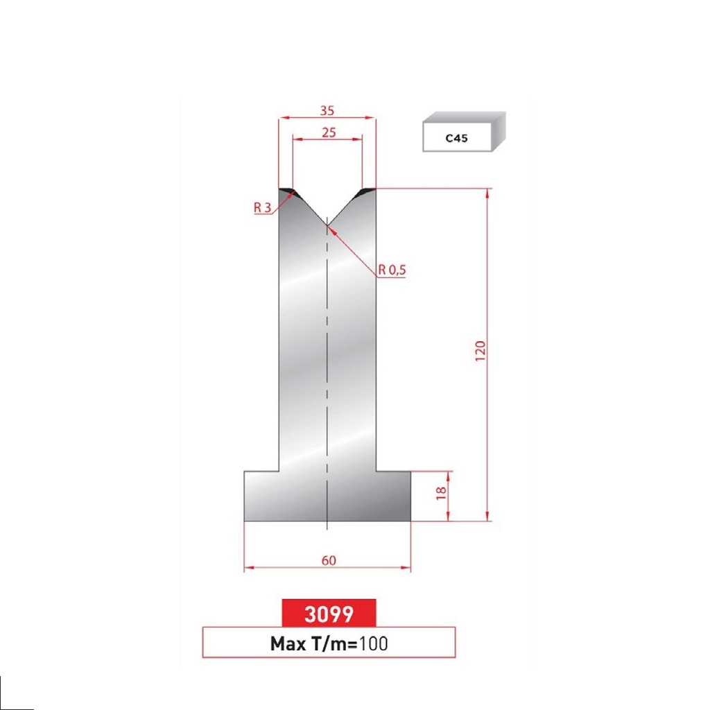 Matrice T type AMADA neuve ARROW référence 3099 Lg 415