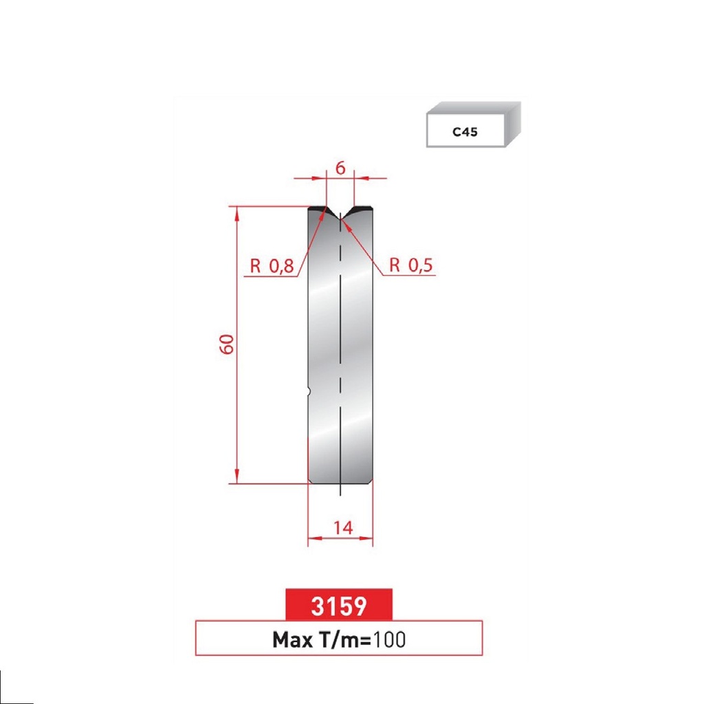 Matrice à insert type AMADA neuve ARROW référence 3159 Lg 415