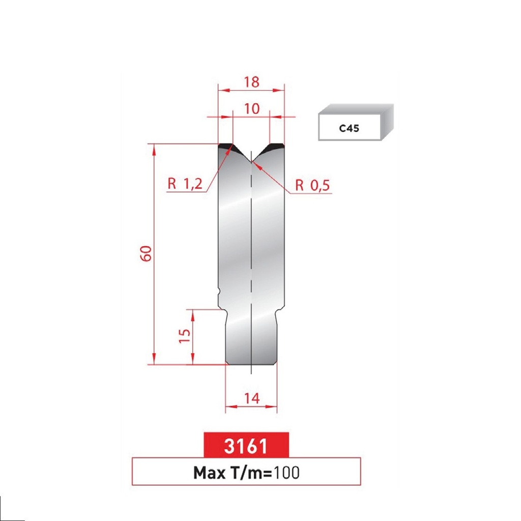 Matrice à insert type AMADA N°3161 Lg 415