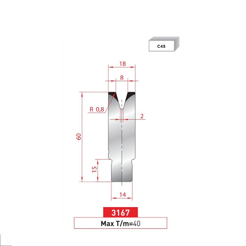 Matrice à insert type AMADA N°3167 Lg 415