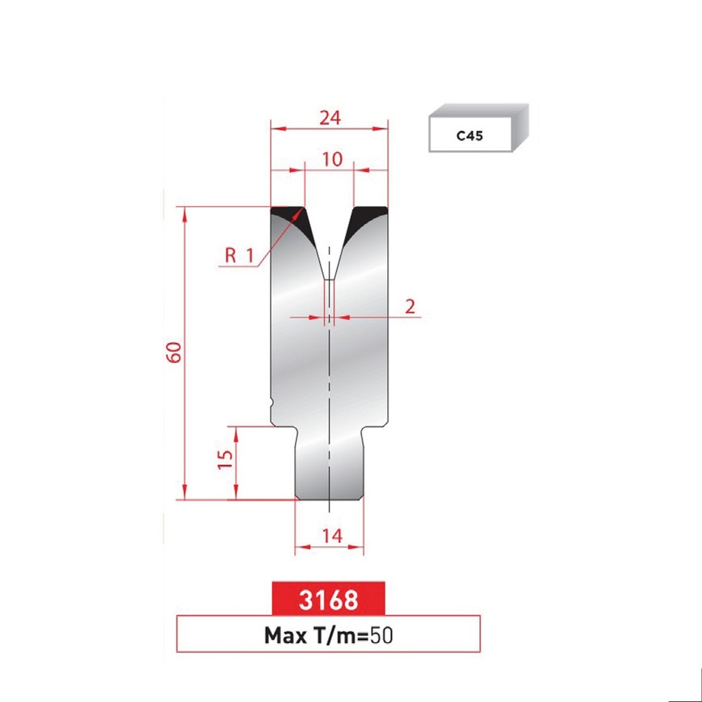 Matrice à insert type AMADA neuve ARROW référence 3168 Lg 415