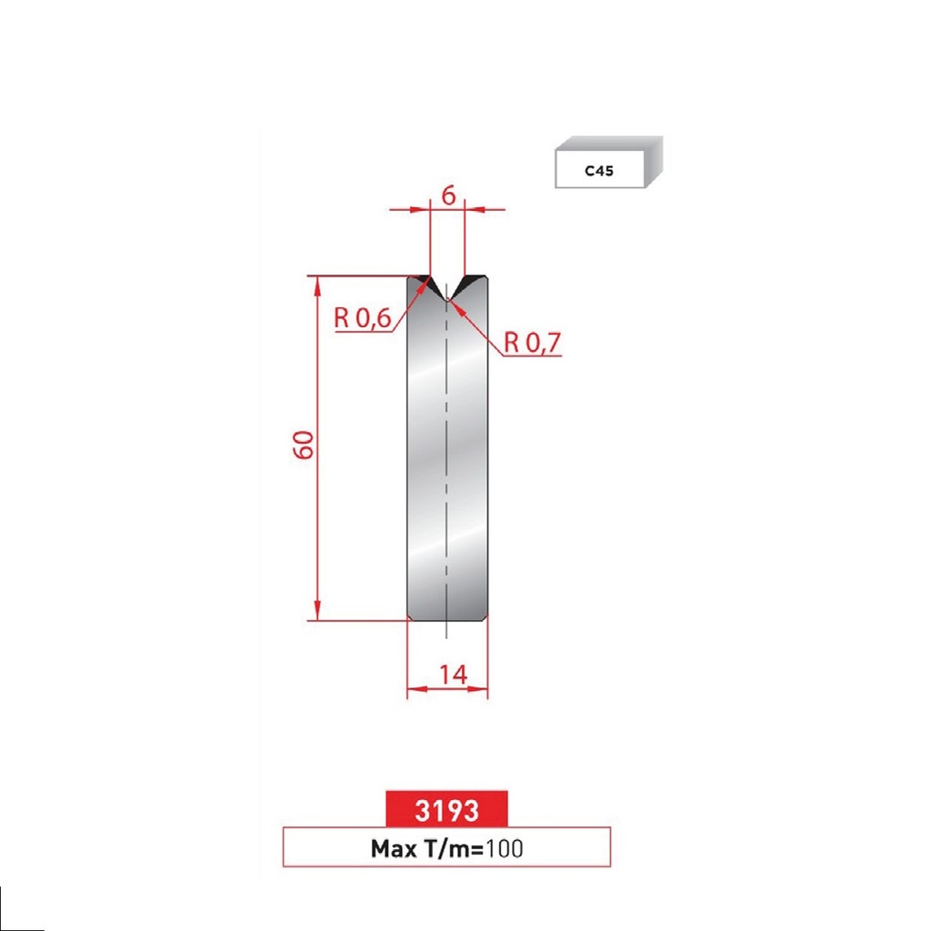 Matrice à insert type AMADA N°3193 Lg 415