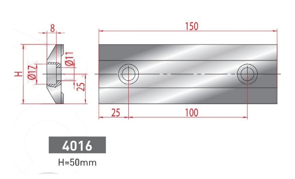 Bride intermédiaire N°4016 H=50