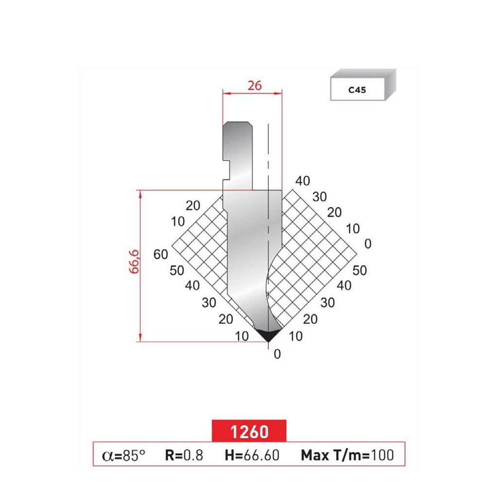 Poinçon type AMADA N°1260 Lg 835