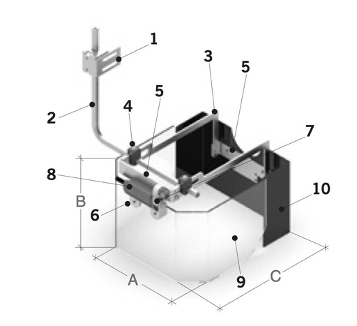 [2NMPER_PTR40_320] Protecteur de sécurité pour perceuses/fraiseuses Bouclier Ø 300 H. 200 mm. - avec micro-interrupteur de sécurité