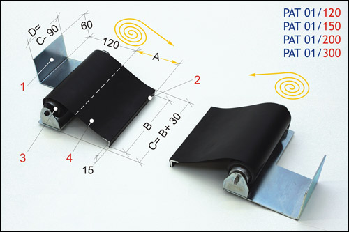 [2NMTOU_PAT01_150] Enrouleur de protection pour barre d'avance de tour - à installer des deux côtés du chariot longitudinal N. 2 Cache-rouleau avec bande L 1500 H 200 mm.