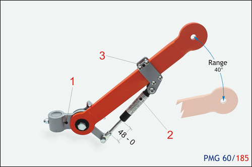 [2NMFRA_PMG60_185] Protecteur réglable pour fraiseuse universelle - avec bras articulés et bouclier à ouverture horizontale Kit d'équilibrage avec vérin à gaz (60 Kg.), pour améliorer la manoeuvrabilité