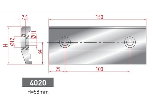 [2NTPLI_EUROSTAMP4020LG150] Bride poinçon N°4020 H=58