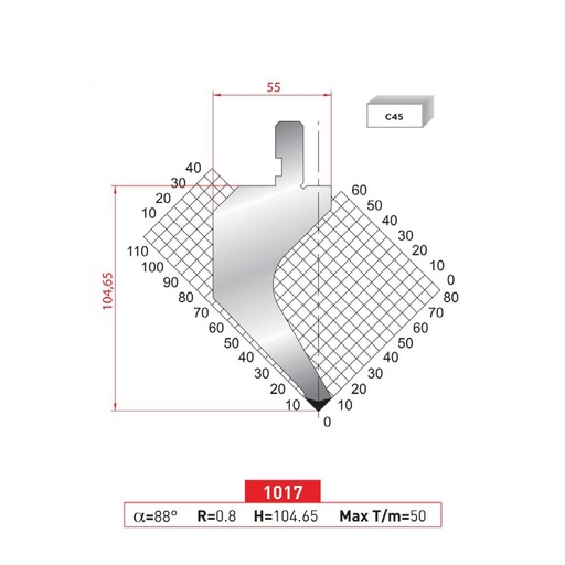 [2NTPLI_EUROSTAMP1017] Poinçon type AMADA N°1017 Lg 835
