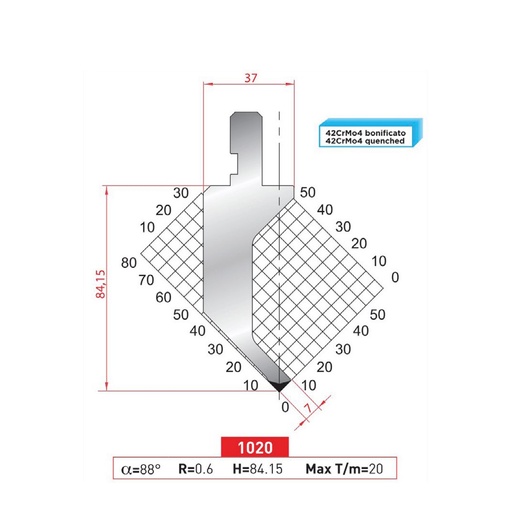 [2NTPLI_EUROSTAMP1020] Poinçon type Amada neuf Arrow référence 1020 Lg 835