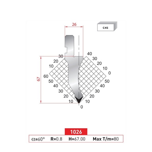 [2NTPLI_EUROSTAMP1026] Poinçon type Amada Arrow N°1026 Lg 835 mm