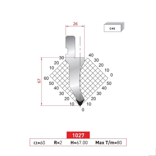 [2NTPLI_EUROSTAMP1027] Poinçon type Amada neuf Arrow référence 1027 Lg 835