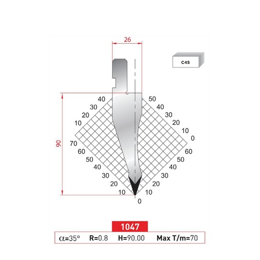 [2NTPLI_EUROSTAMP1047] Poinçon type Amada neuf Arrow référence 1047 Lg 835